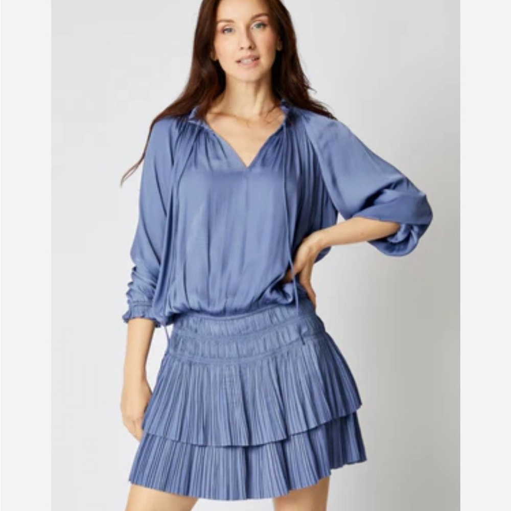 Current Air Dusty Blue Textured Blousr and Tiered Skirt Set | NWT | Small/XS - Picture 11 of 11
